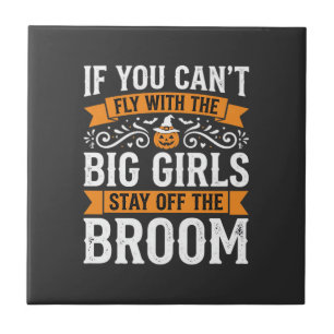 Halloween Big Girls Broom Witch Design_1 Ceramic Tile