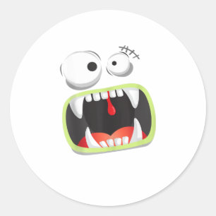 Halloween Big Monster Face  Funny Classic Round Sticker