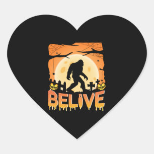 Halloween bigfoot in nightmare belive halloween heart sticker