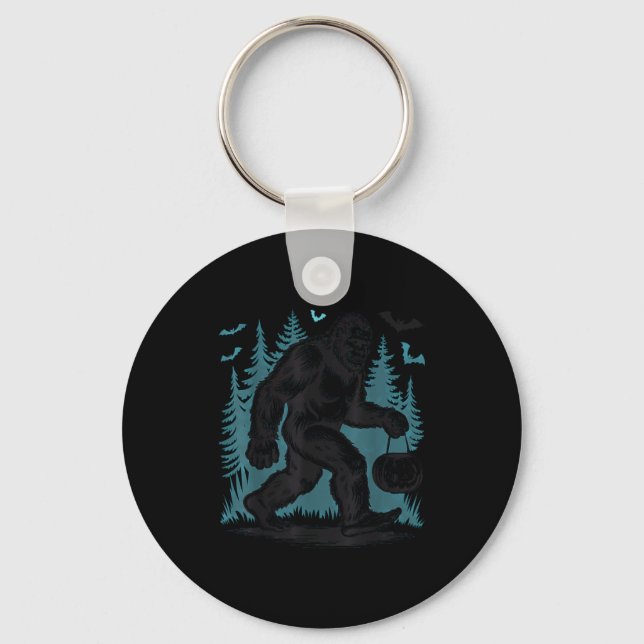 Halloween Bigfoot Pumpkin  Key Ring (Front)