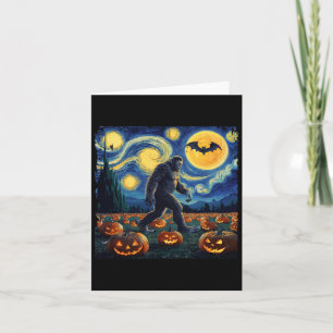 Halloween Bigfoot Starry Night Van Gogh Card