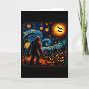 Halloween Bigfoot Starry Night Van Gogh Sasquatch Card