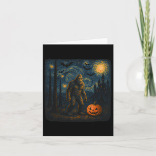 Halloween Bigfoot Starry Night Van Gogh Sasquatch  Card