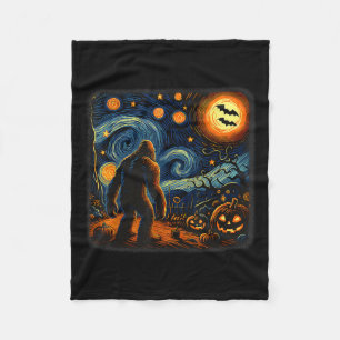 Halloween Bigfoot Starry Night Van Gogh Sasquatch Fleece Blanket