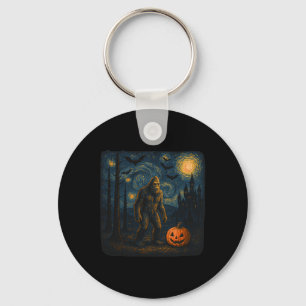 Halloween Bigfoot Starry Night Van Gogh Sasquatch Key Ring