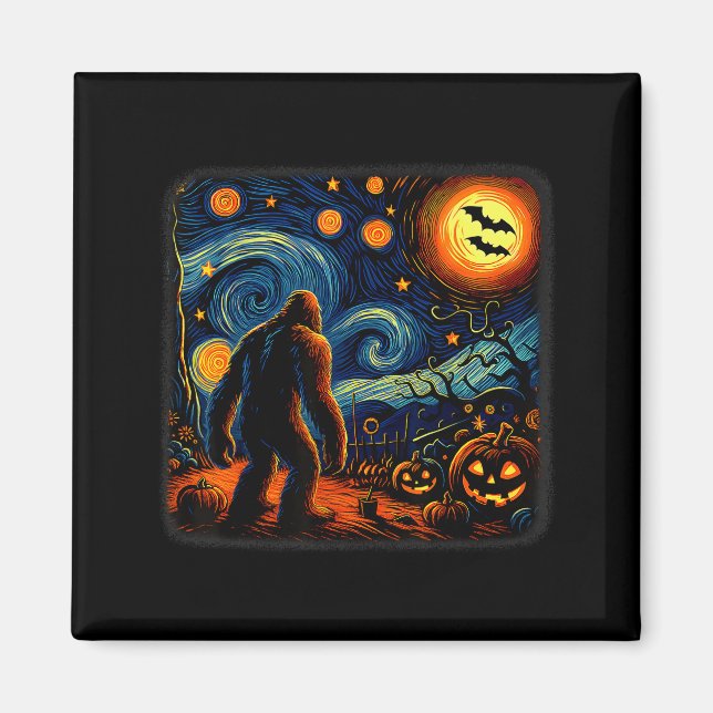 Halloween Bigfoot Starry Night Van Gogh Sasquatch  Magnet (Front)