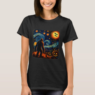 Halloween Bigfoot Starry Night Van Gogh Sasquatch T-Shirt