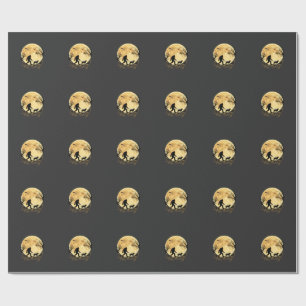 Halloween Bigfoot Walking Labrador Under Full Moon Wrapping Paper