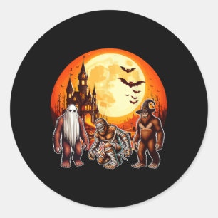 Halloween Bigfoots Horror Boo Ghost Witch Mummy Lo Classic Round Sticker