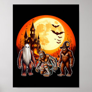 Halloween Bigfoots Horror Boo Ghost Witch Mummy Lo Poster
