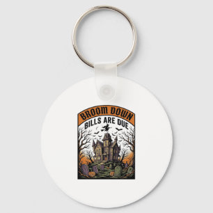 Halloween Bill Collector Witch Broom Broke Design_ Key Ring