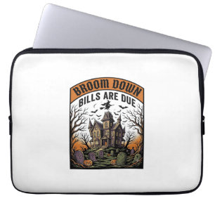 Halloween Bill Collector Witch Broom Broke Design_ Laptop Sleeve