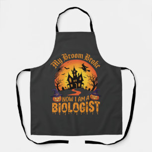 Halloween Biologist Witch Pumpkin Haunted House De Apron