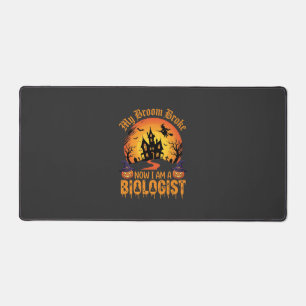 Halloween Biologist Witch Pumpkin Haunted House De Desk Mat