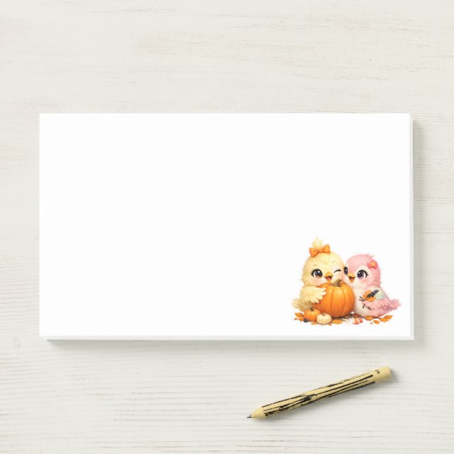 Halloween Bird Friends Horizontal Post-It Notes (On Desk)