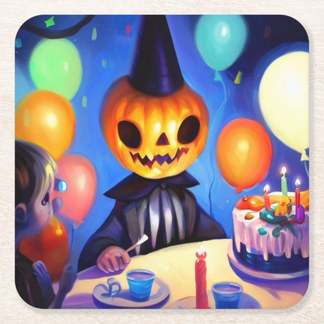 Halloween - Birthday 2 Square Paper Coaster (Front)