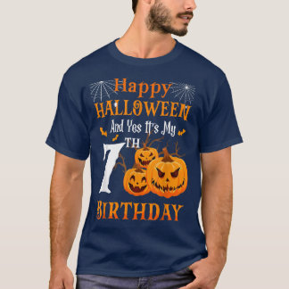 Halloween Birthday 7 year old 7th Party Pumpkin Sp T-Shirt