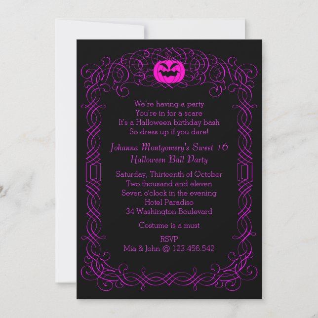 Halloween Birthday Ball Costume Party Invitation (Front)
