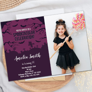 Halloween Birthday Birthday Invitations w photo