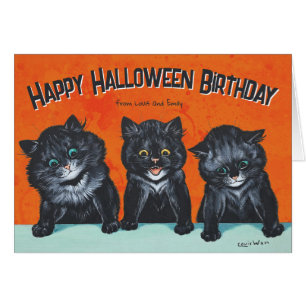 Halloween birthday Black cats L. Wain CC1283 card