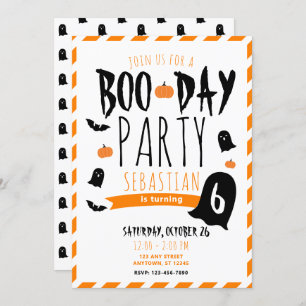 Halloween Birthday Boo-Day Ghosts and Bats Invitation