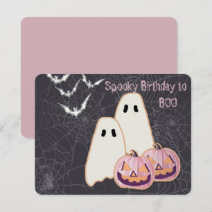 Halloween Birthday Card Ghost Pink Pumpkin JOL Bat