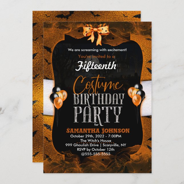 Halloween Birthday Costume Party Invitation (Front/Back)