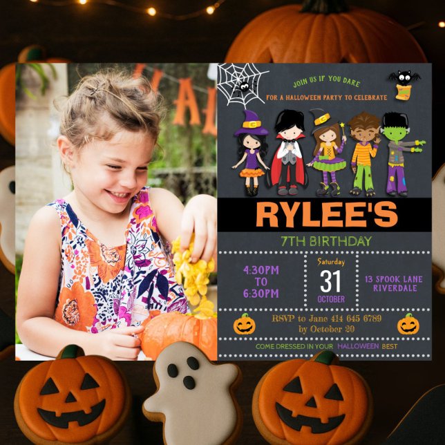 Halloween Birthday Costume Party Photo Invitation (Creator Uploaded)
