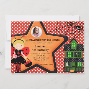 Halloween Birthday Costume (Red) Invitation