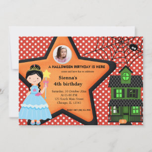Halloween Birthday Costume (Red) Invitation
