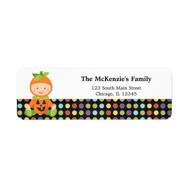 Halloween birthday costume return address label (Front)