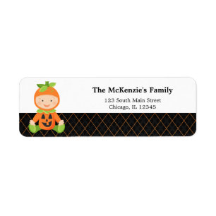 Halloween birthday costume return address label