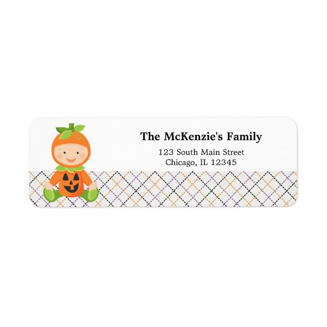 Halloween birthday costume return address label (Front)