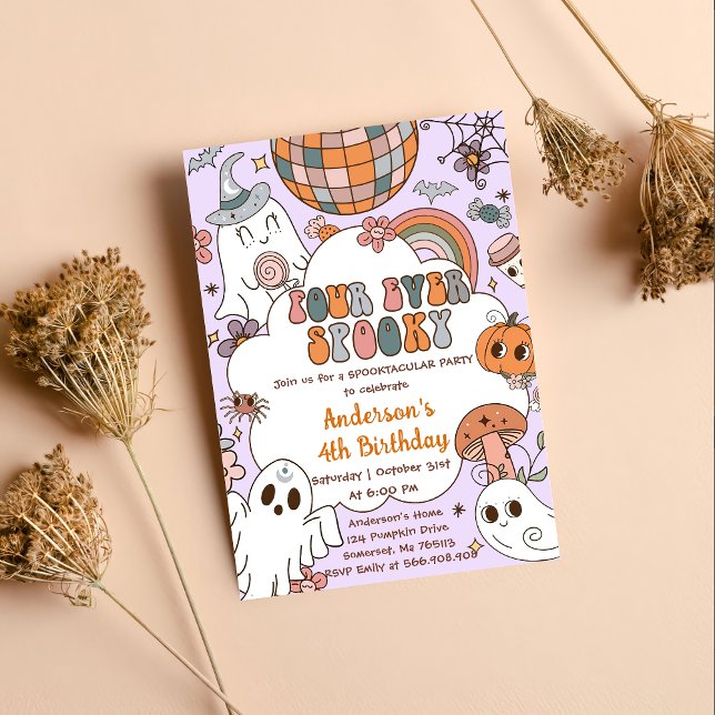 Halloween Birthday Ghouls 4th Birthday Party  Invitation (Creator Uploaded)