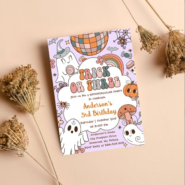 Halloween Birthday Ghouls Three Birthday Party  Invitation (Creator Uploaded)