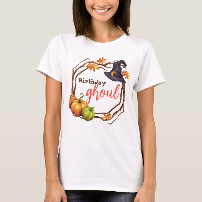 Halloween Birthday Girl Fall Tshirt Customisable (Front)