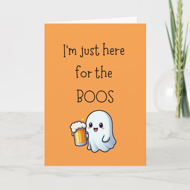Halloween Birthday "Here for the boos" Cute Ghost Card (Front)
