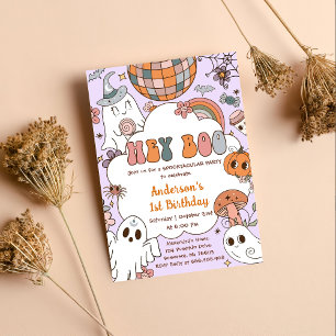 Halloween Birthday Hey Boo Birthday Party  Invitation