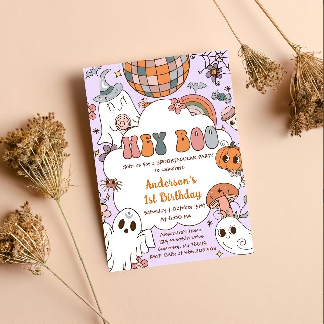 Halloween Birthday Hey Boo Birthday Party  Invitation (Creator Uploaded)