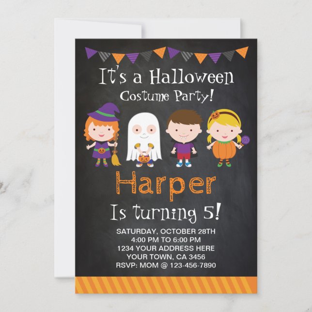 Halloween birthday Invitation, Costume party Invitation (Front)