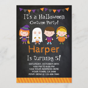 Halloween birthday Invitation, Costume party Invitation