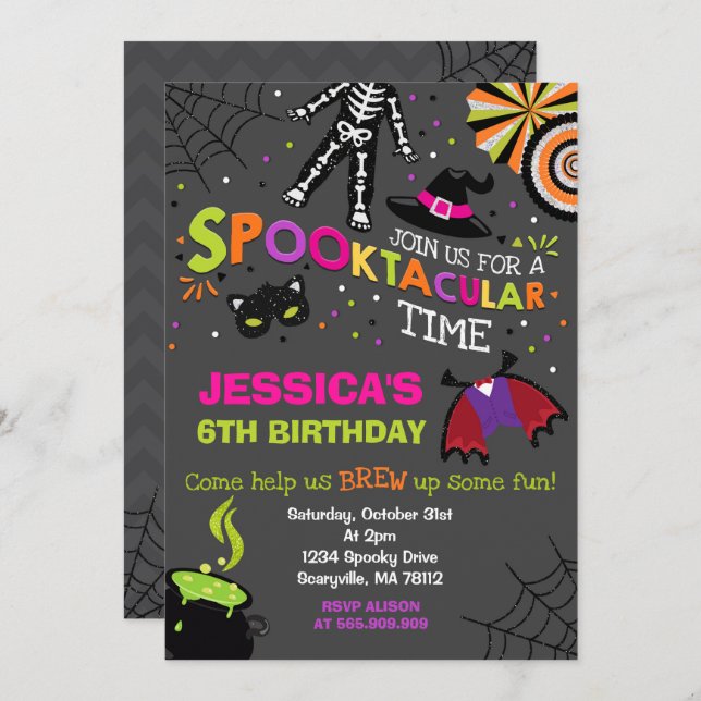 Halloween Birthday Invitation Spooktacular Party (Front/Back)
