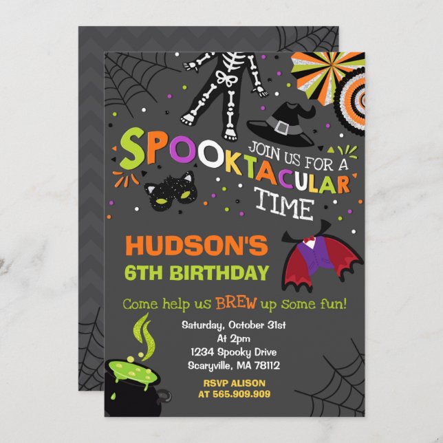 Halloween Birthday Invitation Spooktacular Party (Front/Back)