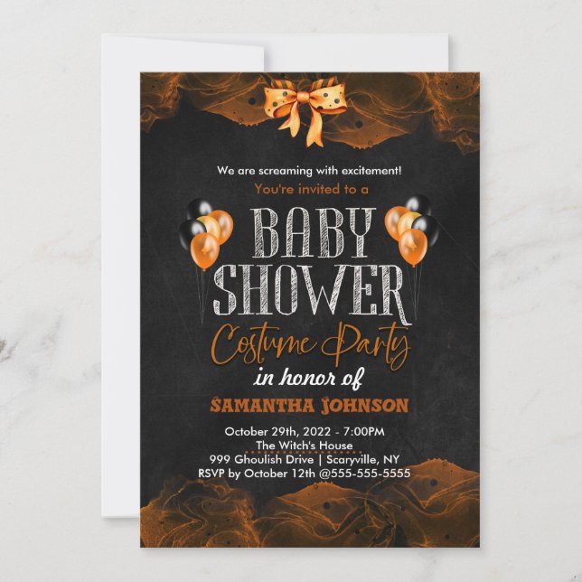 Halloween Birthday Invitation with bats (Front)
