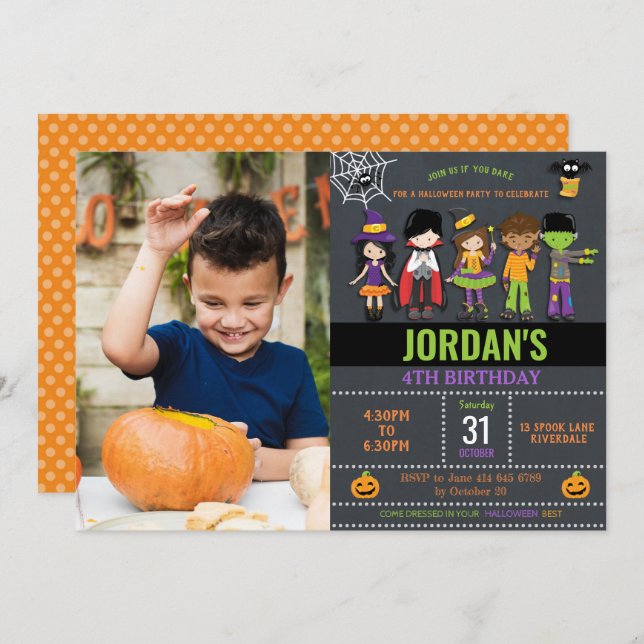 Halloween Birthday Kids Costume Party Invitation (Front/Back)