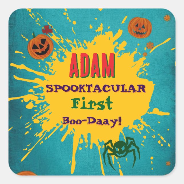 Halloween Birthday Kids Party Halloween  Square Sticker (Front)
