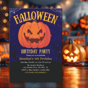 Halloween Birthday Kids Party Spooky Pumpkin Invitation