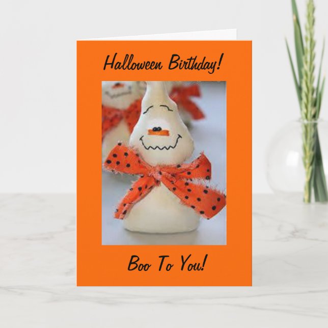 HALLOWEEN BIRTHDAY - NO TRICKS-JUST TREATS - BOO CARD (Front)