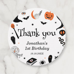 Halloween Birthday Party for Kids Thank You Favour Tags