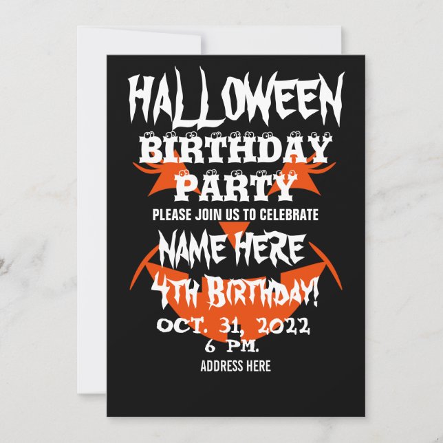 HALLOWEEN BIRTHDAY PARTY INVITATION (Front)
